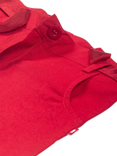 Nino Bambino 100% Organic Cotton Solid Red Color Baby & Kid Girls Shorts With Belt