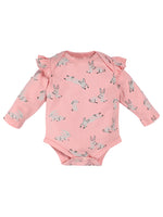 Nino Bambino 100% Organic Cotton Long Sleeves Pink Bodysuit For Baby Girls