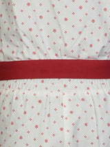 Nino Bambino 100% Pure Organic Cotton Sleeveless Printed Girls Jumpsuit Dress With Red Ribbon Belt
