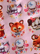 Nino Bambino 100% Cotton Round Neck Animal Print Pink T-Shirt for Baby Girl's