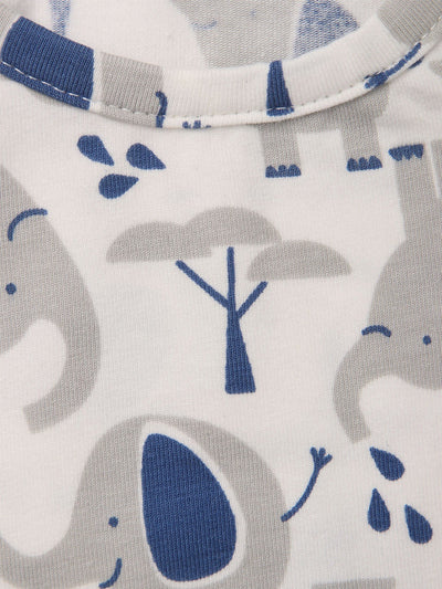 Nino Bambino 100% Organic Cotton Sleeveless Round Neck Elephant Print Romper For Unisex Baby