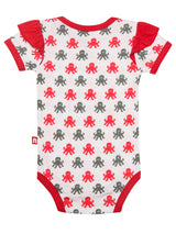 Nino Bambino 100% Organic Cotton Short Sleeves Round Nack Octopus Print Bodysuit Pack of 2 For Baby Girls