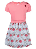 Nino Bambino 100% Organic Cotton Dress Half Sleeve Round Nack Red Flower Applic Dress