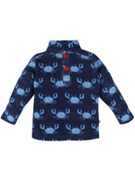 Nino Bambino Anti-Pill Polyester Recycled Polar fleece Long Sleeve Blue Color Crab Print Winter Sweatshirt For Baby Girl