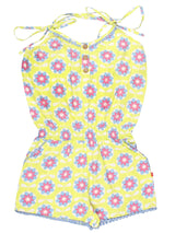 Nino Bambino 100% Pure Organic Cotton Sleeveless Yellow Color Flower Print Jumpsuit Dress For Girls