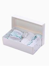 Nino Bambino 100% Organic Cotton White & Blue Print Essentials Gift Sets Pack Of 10 For Newborn Baby Boys