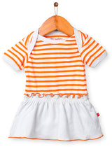 Nino Bambino 100% Organic Cotton Half Sleeve Onesie Dress For Baby Girls