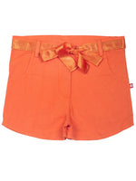 Nino Bambino 100% Organic Cotton Carrot Color Shorts With Belt For Girls