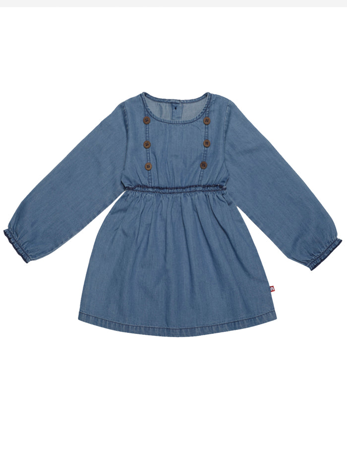 Nino Bambino 100% Organic Cotton Long Sleeve Denim Dress For Baby Girls