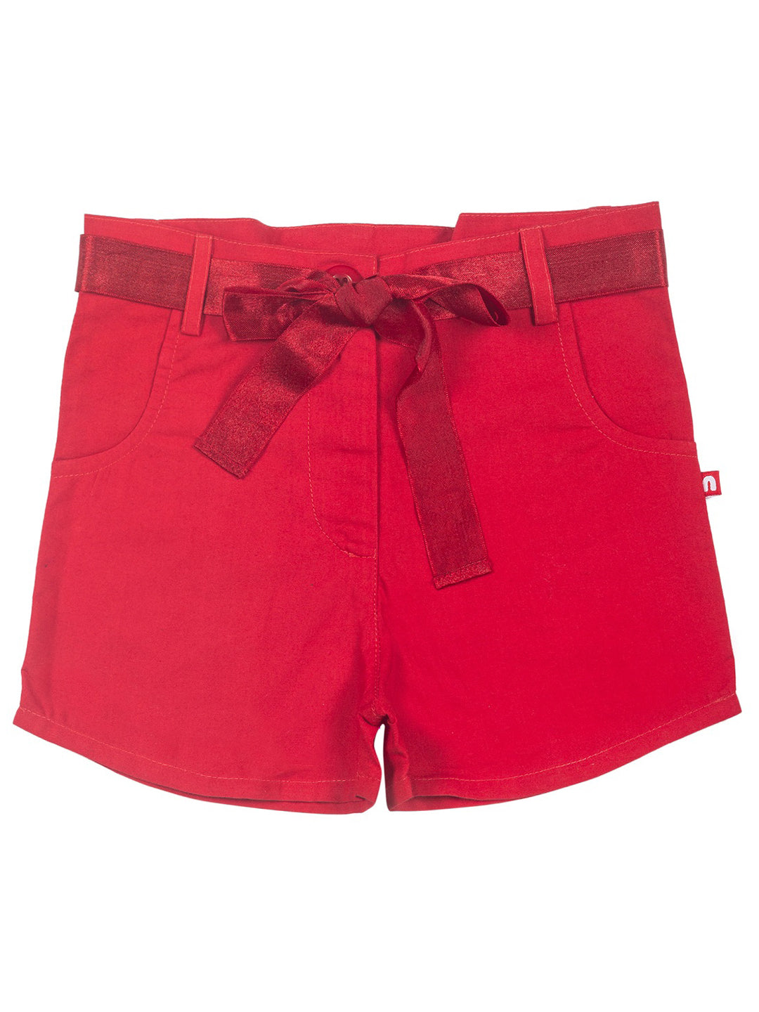 Solid Red Color Baby Kid Girls Shorts With Belt Nino Bambino