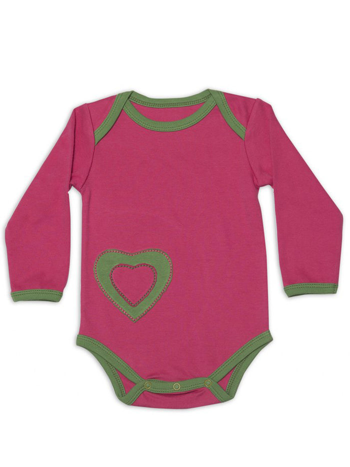 Nino Bambino 100% Organic Cotton Full Sleeve Heart Print Bodysuit For Baby Girls