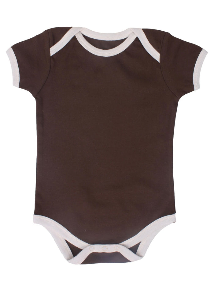 Nino Bambino 100% Organic Cotton Short Sleeve Lap Shoulder Brown Bodysuit For Baby Boy