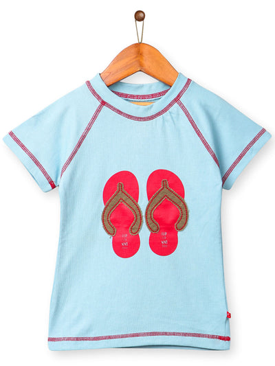 Nino Bambino 100% Organic Cotton Half Sleeves Footwear Print T Shirt For Boy