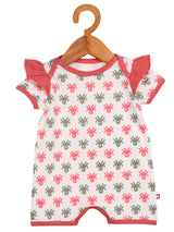 100% Organic Cotton Octopus Print Lap Shoulder Half Romper For Baby Girls