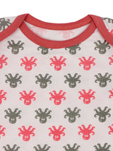 100% Organic Cotton Octopus Print Lap Shoulder Half Romper For Baby Girls