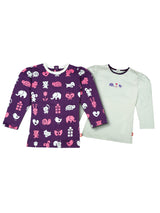 Nino Bambino 100% Organic Cotton Long Sleeve Multi-Color Purple & Green T-shirt Pack of 2 for Baby Girls