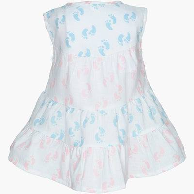 Nino Bambino 100% Organic Cotton Sleeveless Round Nack Multi-Color Frock Dress For Baby Girls