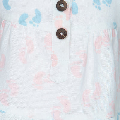 Nino Bambino 100% Organic Cotton Sleeveless Round Nack Multi-Color Frock Dress For Baby Girls