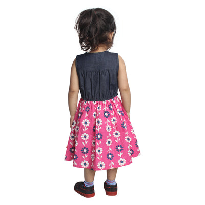 Nino Bambino 100% Organic Cotton Multi-Colours Sleeve-Less Dress For Baby Girls