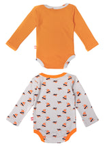 Nino Bambino 100% Organic Cotton Long Sleeve Lap Shoulder Bodysuit Pack of 2 For Unisex Baby