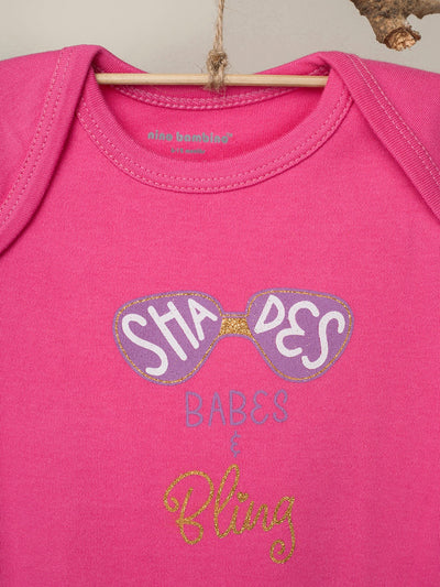 Nino Bambino 100% Organic Cotton Slogan Print Short Sleeve Bodysuits For Baby Girl.