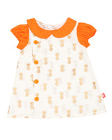 Nino Bambino 100% Organic Cotton Dress with Bloomer Orange & Cream