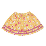 Nino Bambino 100% Pure Organic Cotton Knee Length Floral Print Yellow Skirt For Girls