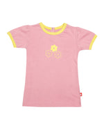 Nino Bambino 100% Pure Organic Cotton Round Neck Half Sleeve Pink Top & Flower Print legging Top & Bottom Set for Baby Girls