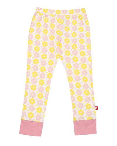 Nino Bambino 100% Pure Organic Cotton Round Neck Half Sleeve Pink Top & Flower Print legging Top & Bottom Set for Baby Girls