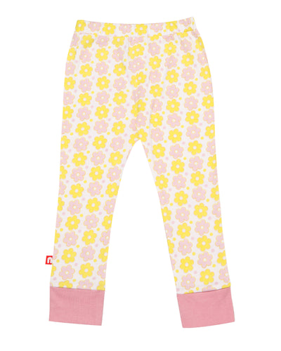 Nino Bambino 100% Pure Organic Cotton Round Neck Half Sleeve Pink Top & Flower Print legging Top & Bottom Set for Baby Girls