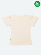 Nino Bambino 100% Cotton Round Neck Short Sleeve Cream T-Shirt For Baby Girls