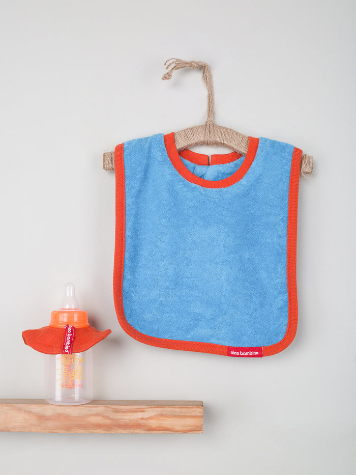 Nino Bambino 100% Organic Cotton Aqua Color Infant/Baby Bib With Bottle Drip.