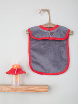 Nino Bambino 100% Organic Cotton Grey Color Infant/Baby Bib With Bottle Drip.