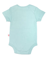Nino Bambino 100% Organic Cotton Round Neck Short Sleeves Aqua Sky Color With Applique Print Bodysuit Baby Boy
