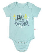 Nino Bambino 100% Organic Cotton Round Neck Short Sleeves Aqua Sky Color With Applique Print Bodysuit Baby Boy