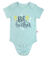 Nino Bambino 100% Organic Cotton Round Neck Short Sleeves Aqua Sky Color With Applique Print Bodysuit Baby Boy