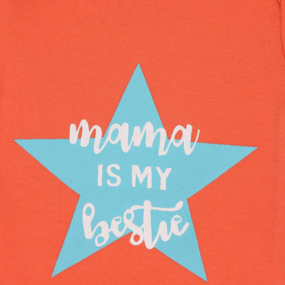 Nino Bambino 100% Organic Cotton Round Neck Carrot Color Short Sleeves Star Print Bodysuit For Unisex Baby