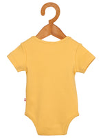 Nino Bambino 100% Organic Cotton Round Nack Short Sleeve Yellow Color With Slogan Bodysuit For Baby Boy