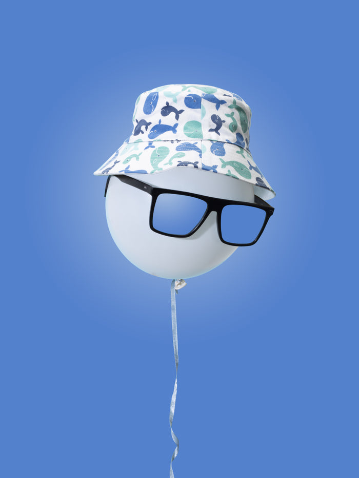 Nino Bambino 100% Organic Cotton Whale Print Bucket Hat/Sun Hat For Unisex Kids