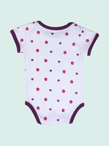 Nino Bambino 100% Organic Cotton Round Neck Half Sleeve Flroal Print Bodysuit For Baby Girl