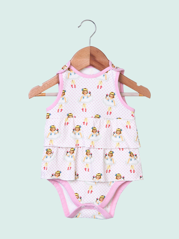 Nino Bambino 100% Organic Cotton Sleeveless Onesie Frill Dress for Baby Girls