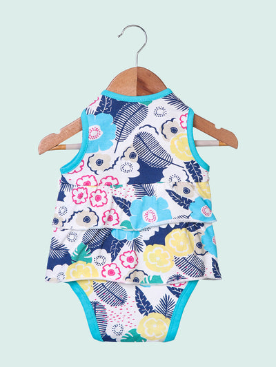 Nino Bambino 100% Organic Cotton Multi-Color Sleeveless Onesie Dress For Baby Girls