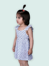 Nino Bambino 100% Organic Cotton Blue Horizontal Striped Sleeveless Dress For Baby & Kid Girls