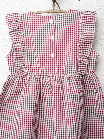 Nino Bambino 100% Organic Cotton Sleeveless Round Neck Ruffle Bow Dress/Mini Dresses With Bow For Baby/Kid Girls