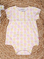 Nino Bambino 100% Organic Cotton Floral Print Capsleeve Onesie Dress For Baby Girls