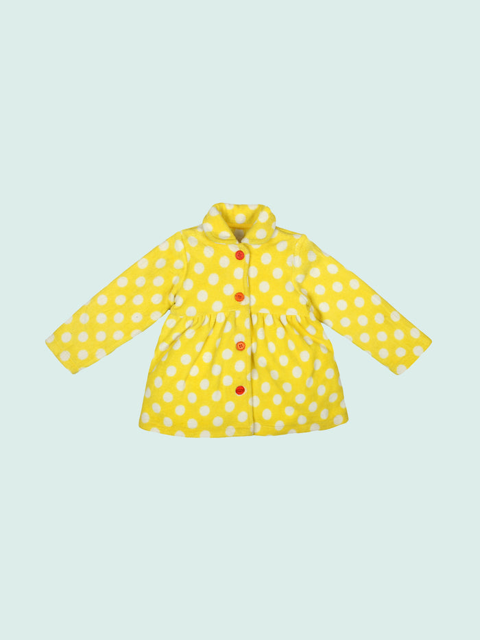Nino Bambino Anti-Pill Polyester Recycled Polar Fleece Long Sleeve Yellow Color Winter Waist Coat For Baby Girls