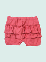 Nino Bambino 100% Organic Cotton Cap Sleeve Square Neck Yellow Dress and Salmon Shorts Set For Baby Girls