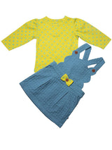 Nino Bambino 100% Organic Cotton Dungaree Dress Set For Baby Girls