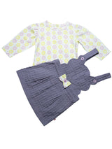 Nino Bambino 100% Organic Cotton Full Sleeve Round Nack Floral Print Dungaree Dress Set For Baby Girls