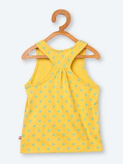 Nino Bambino 100% Organic Cotton Sleeveless Yellow Color Tank Top & Solid Skirt For Baby Girl